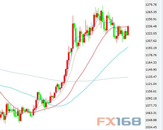 （现货黄金日线图 来源:FX168财经网）