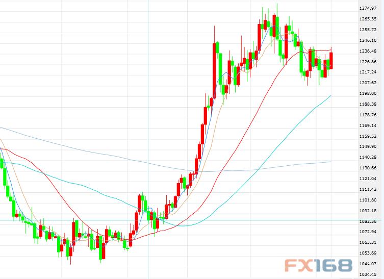 （现货黄金日线图 来源：FX168财经网）