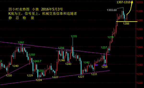 小狼：黄金今日看多1310，调整不是见顶